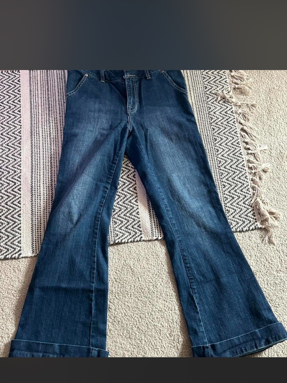 Women's Dark Blue Bootcut Jeans — Classic Flared Trousers